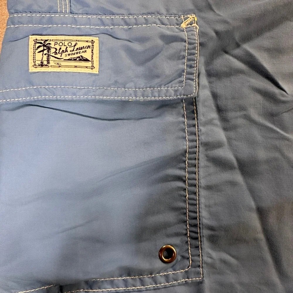 Polo Ralph Lauren Mens XL Swim Trunks Blue Cargo Pocket Board Shorts Pony Logo